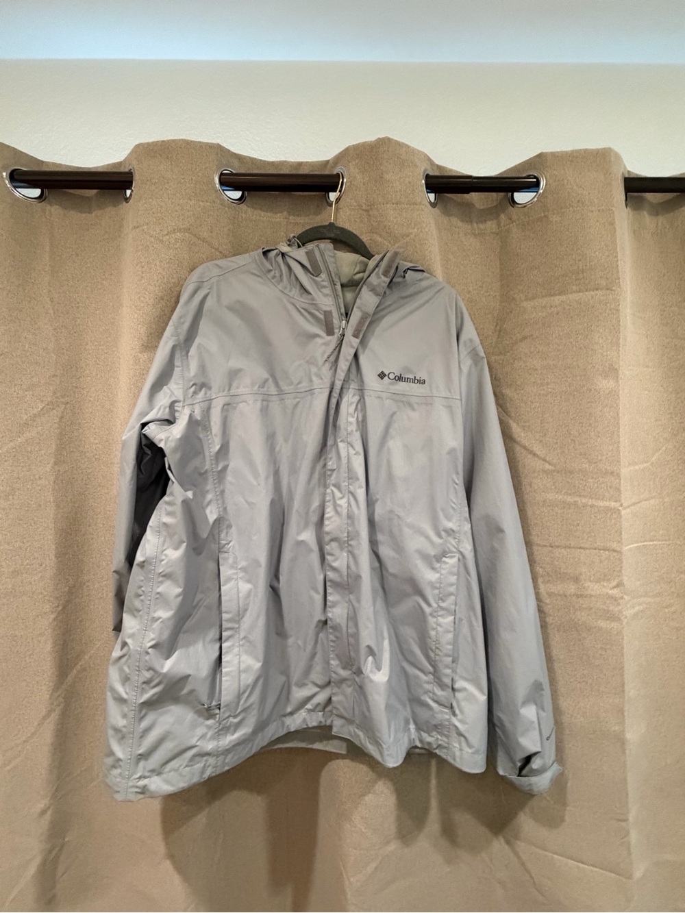 Columbia Light Gray Hooded Waterproof Jacket